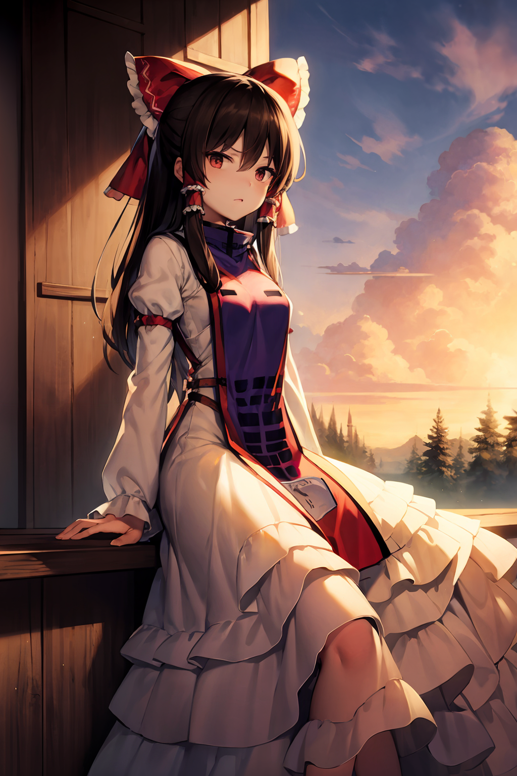 01672-3605251630-masterpiece, best quality,   _lora_reimu_0.8_,  _lora_yukari_0.8_,brown hair, hair bow,hair tubes, tabard,long dress.png